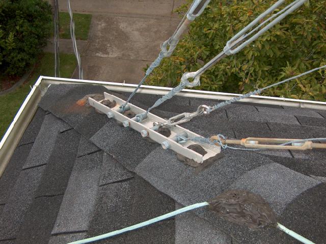 Roof tower guy line anchor points