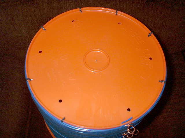 Top of 5-Gallon coil showing wire retaining clips